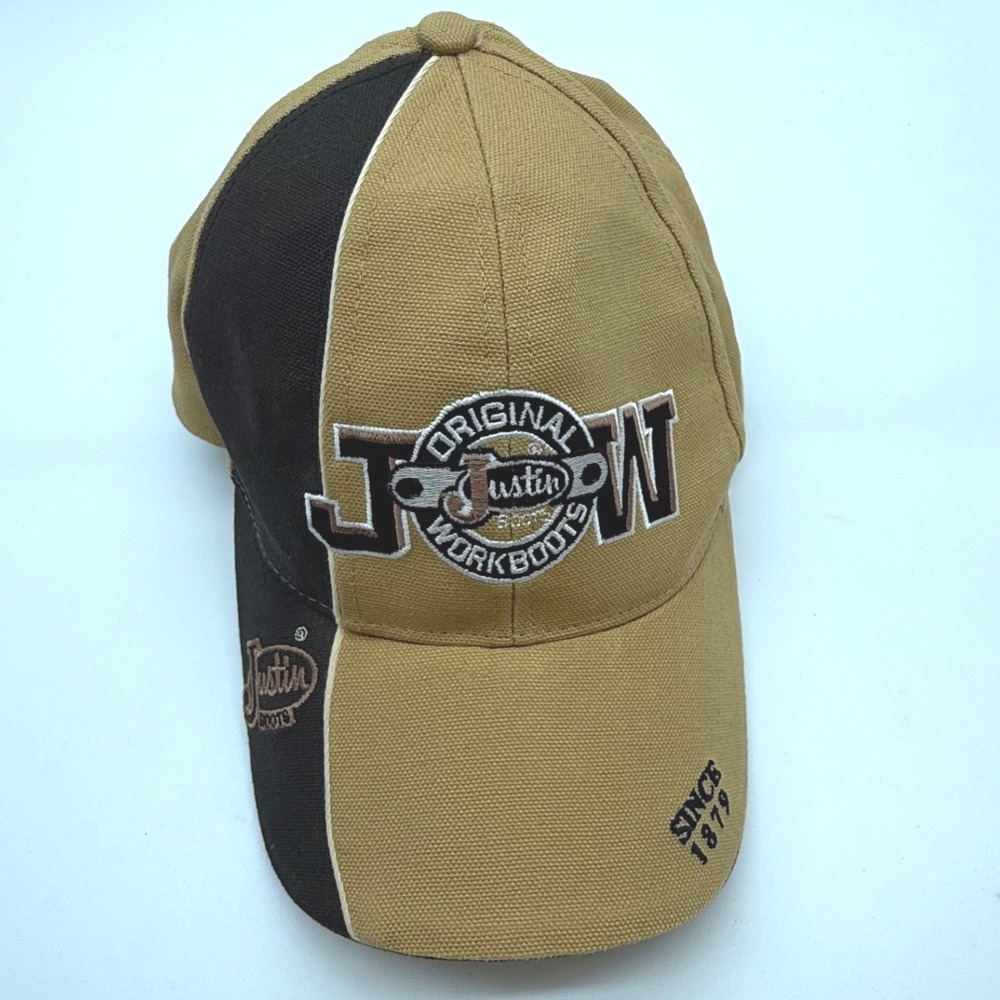Justin Boots Mens Tan Black Embroidered Original Workboots Baseball Cap Hat